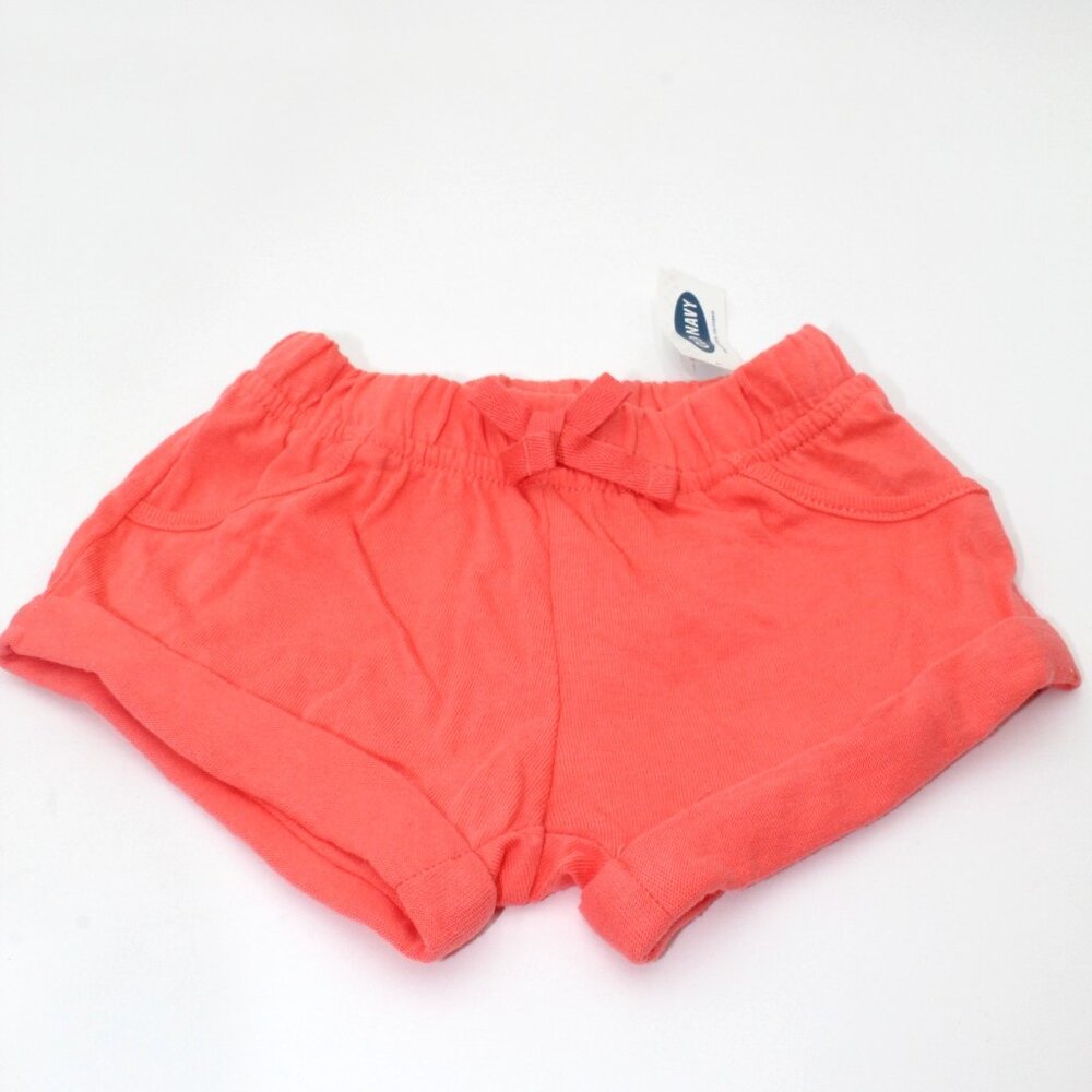 Toddler Girls Orange Coral OLD NAVY 100% Cotton Pull On Shorts Size 6-12 Months